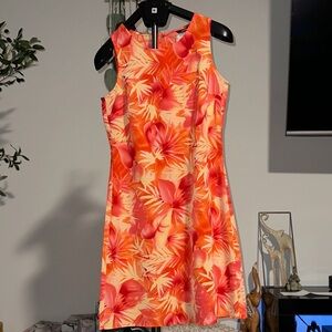 Reitmans Orange and Pink Floral Mini Dress